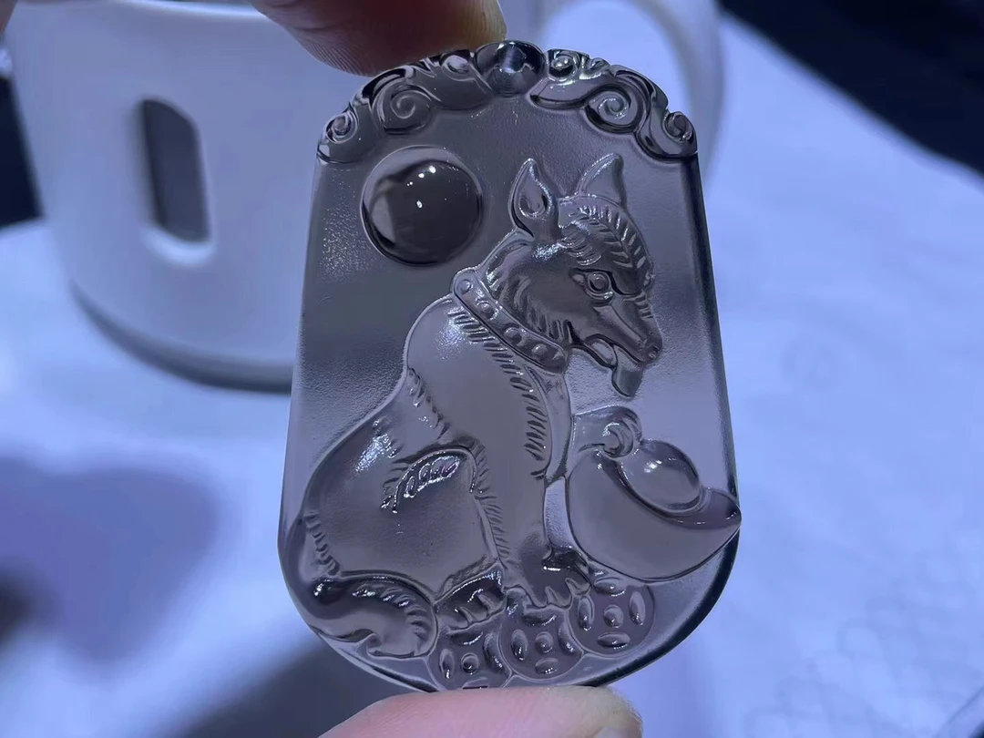 天然冰种黑曜石生肖狗吊坠十二生肖吉祥物项链挂饰男女中国风饰品