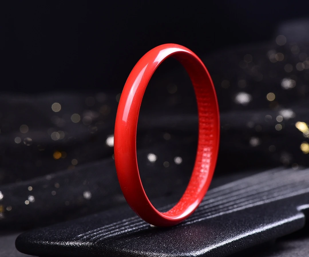 含辰砂工艺品朱砂手镯宽面内新经手镯女款护身朱砂饰品礼物爆款