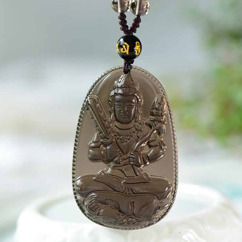 天然冰种黑曜石生肖牛虚空藏菩萨本命佛吊坠挂饰男女护身转运挂坠