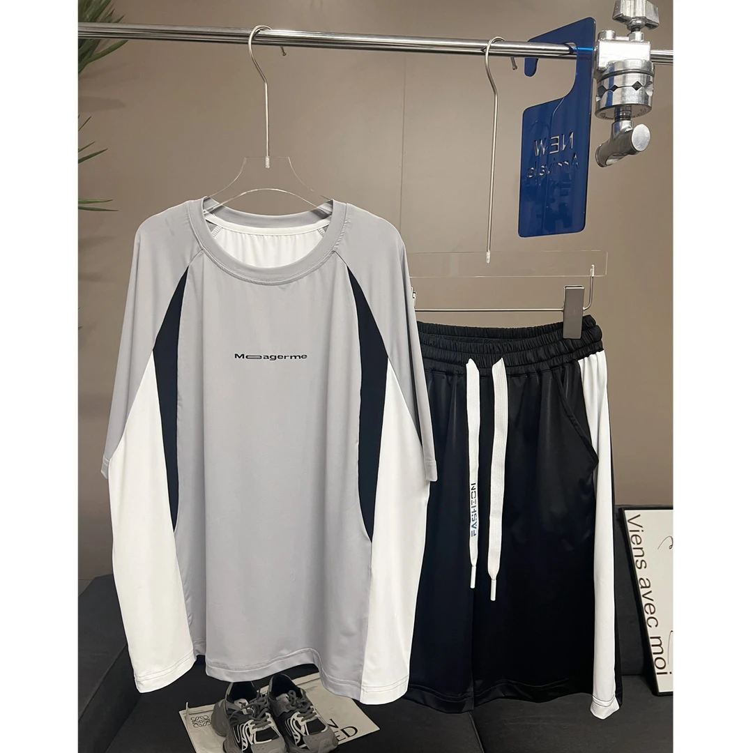 现货【韩拓童品】男童夏装套装2024新款速干两件中大童潮款运动短袖