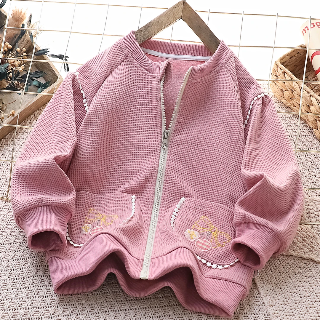女童外套春秋款女孩宝宝休闲洋气上衣小童时尚拉链上衣卫衣棒球服