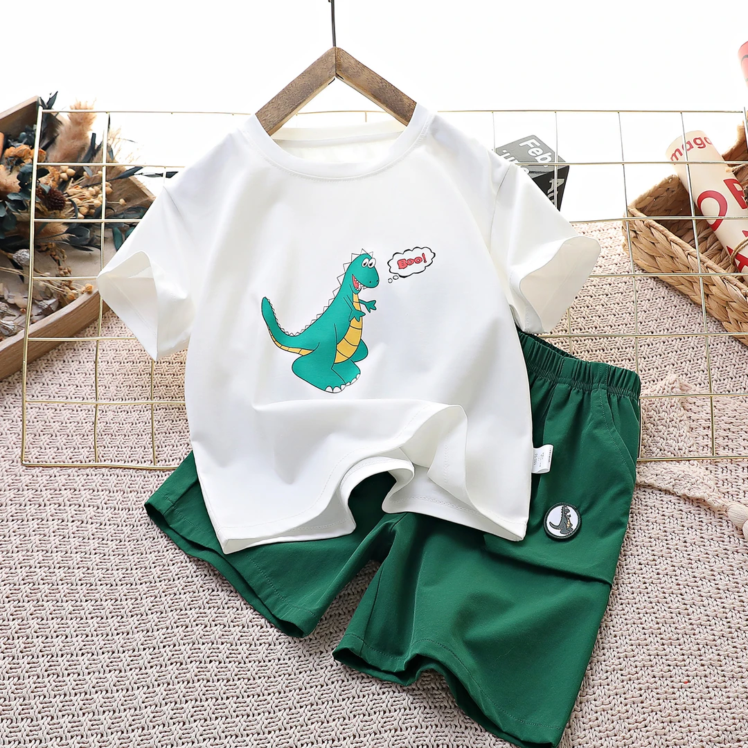 夏季儿童洋气运动套装休闲帅气男宝时尚百搭超凉快短袖短裤两件套