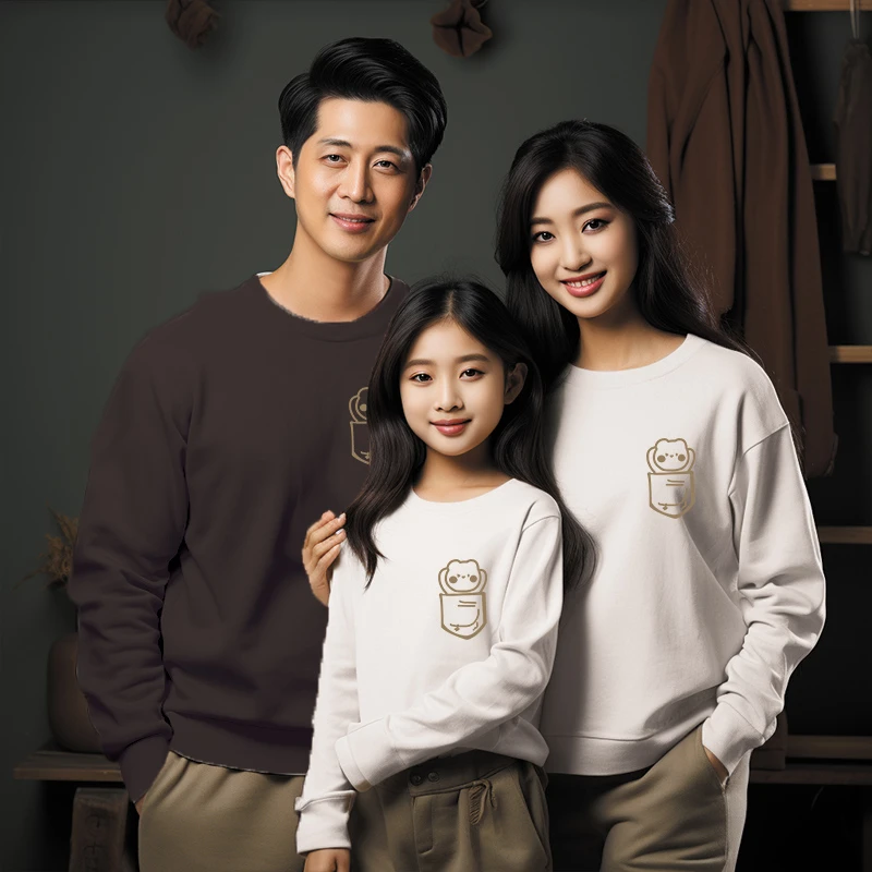 亲子装秋款网红一家三口2023年秋季新品四口百搭卫衣洋气全家服薄