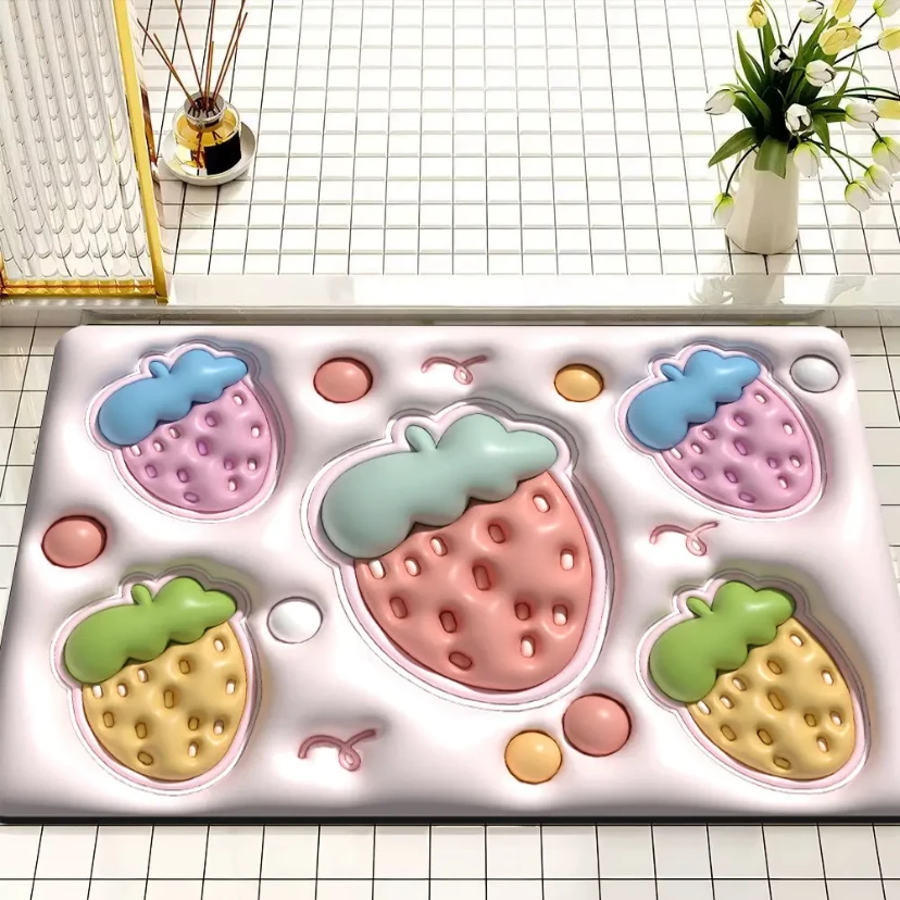 （3D裸眼）软硅藻泥浴室地毯卡通吸水入户脚垫门垫防滑垫家用地面