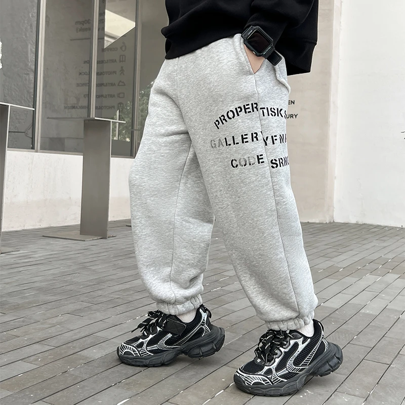 男童秋冬季加绒裤子新款一体宝宝绒运动裤儿童休闲D23596