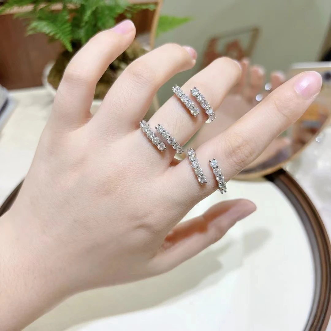 925银莫桑石戒指 【楼兰】高品质莫桑钻时尚轻奢排戒合成碳硅石