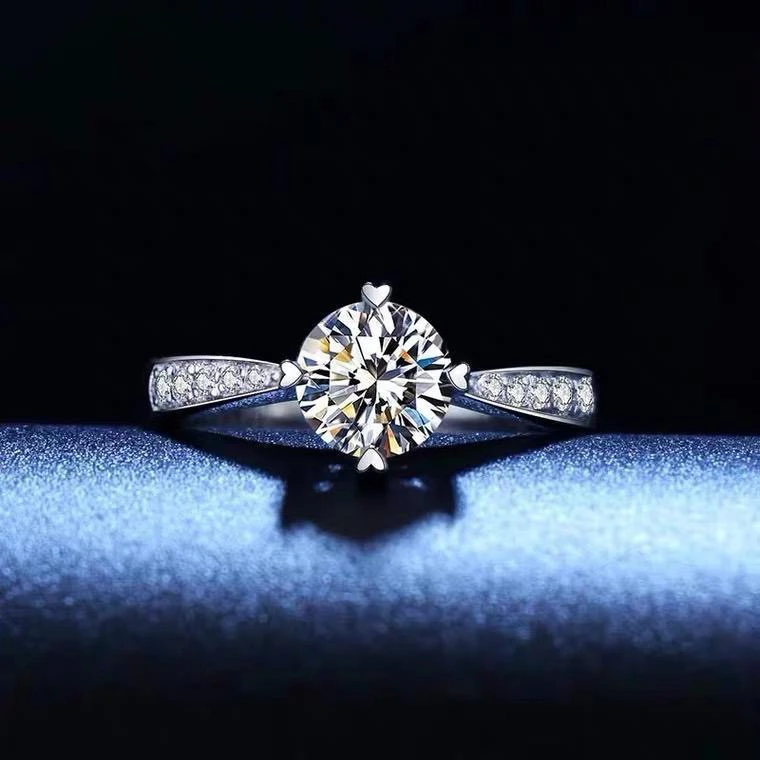 925银莫桑石戒指 【星星相印】正品莫桑石925银镀18K金/合成碳硅石