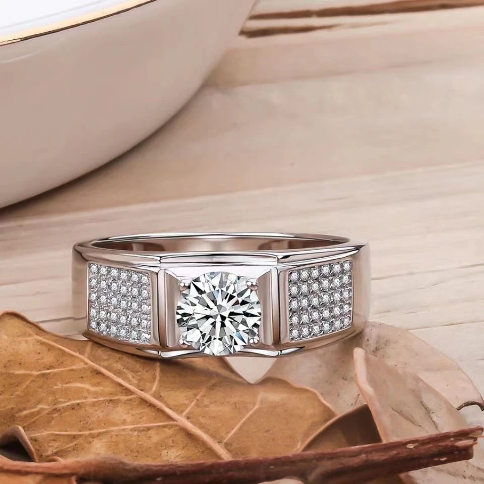 925银莫桑石戒指 【满天星】高端D色豪镶莫桑钻戒合成碳硅石