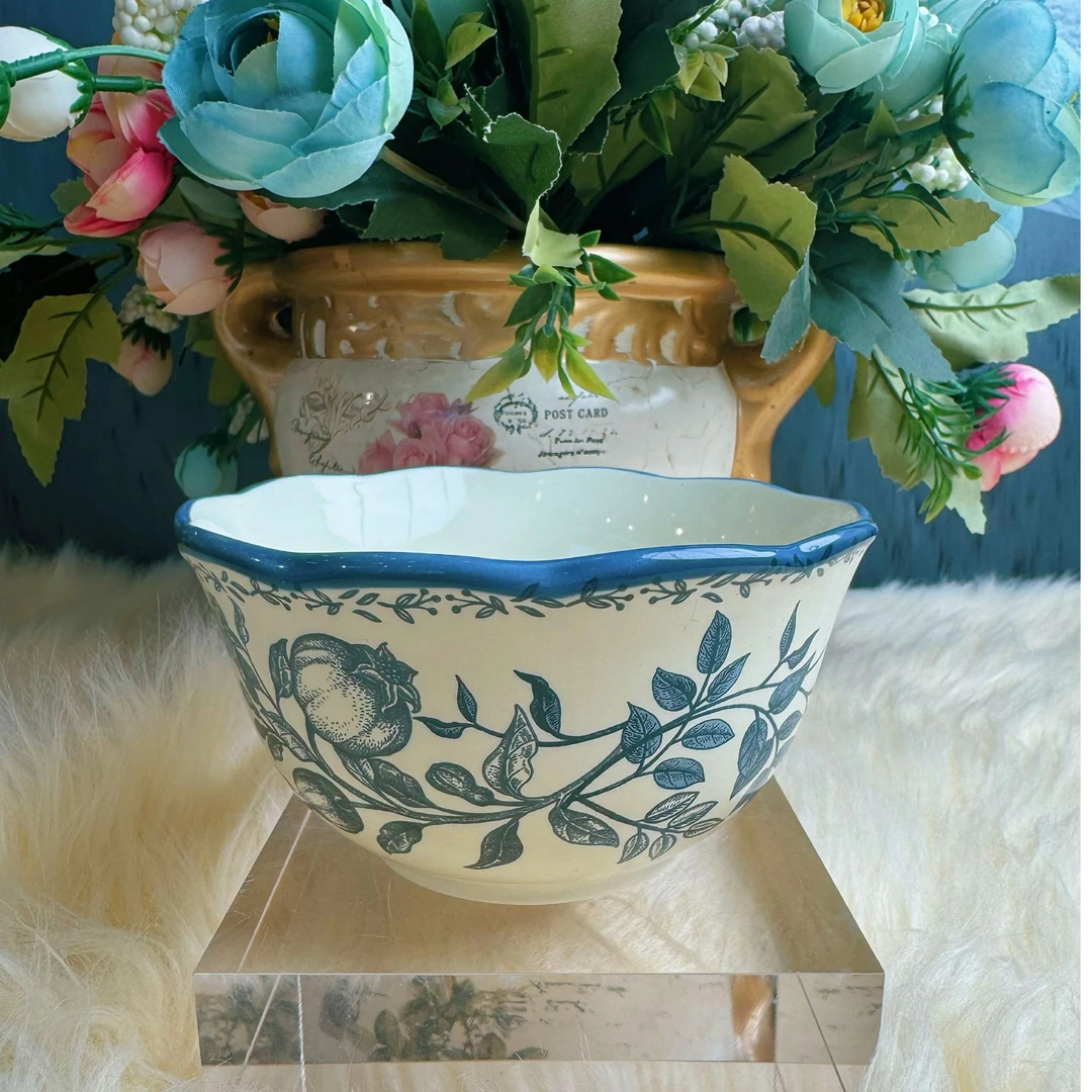 阿勒玛 新疆包邮【石榴花】手绘加厚防烫装饭碗4寸小茶碗  6个