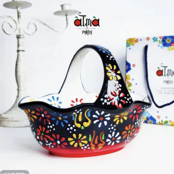 【Reborn组合】阿勒玛【蓝贵夫人红椭圆水果篮】手绘复古带手提果篮