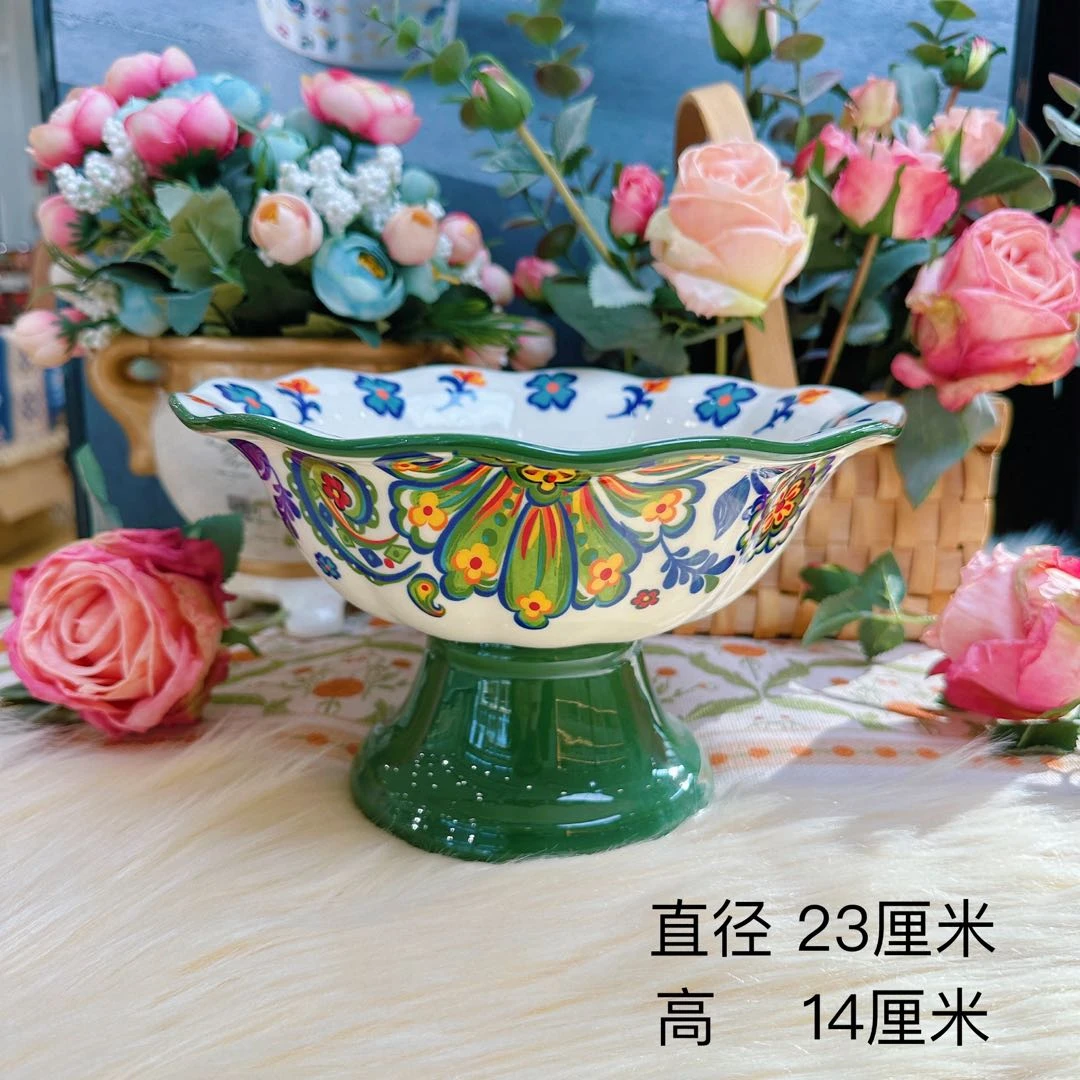 阿勒玛 新疆包邮【托斯卡纳】手绘干果盘家用加厚防烫耐磨轻奢餐盘