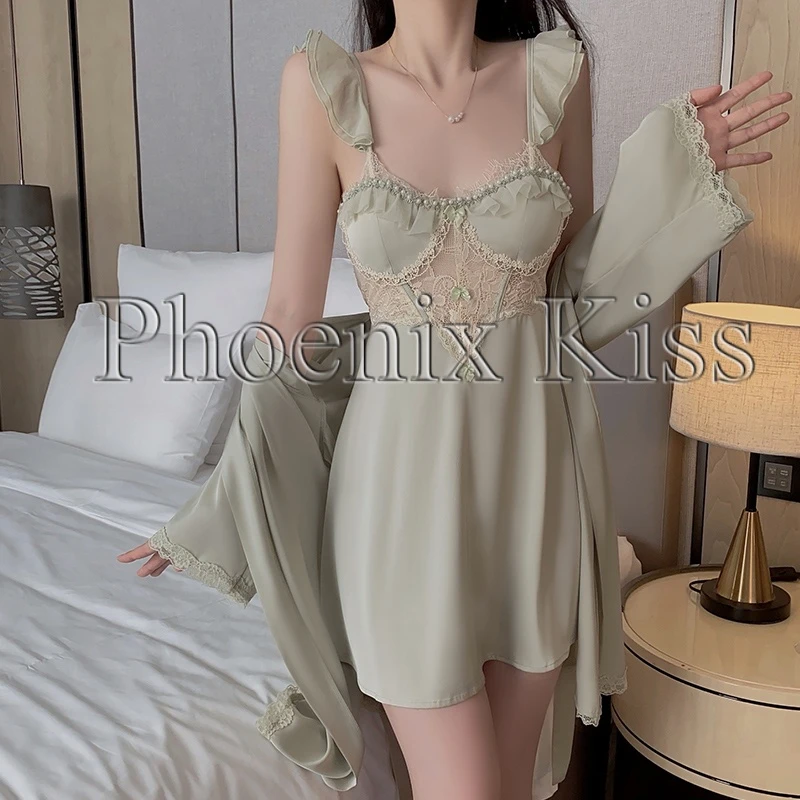 性感新款深v加胸垫飞袖露背珍珠吊带家居服