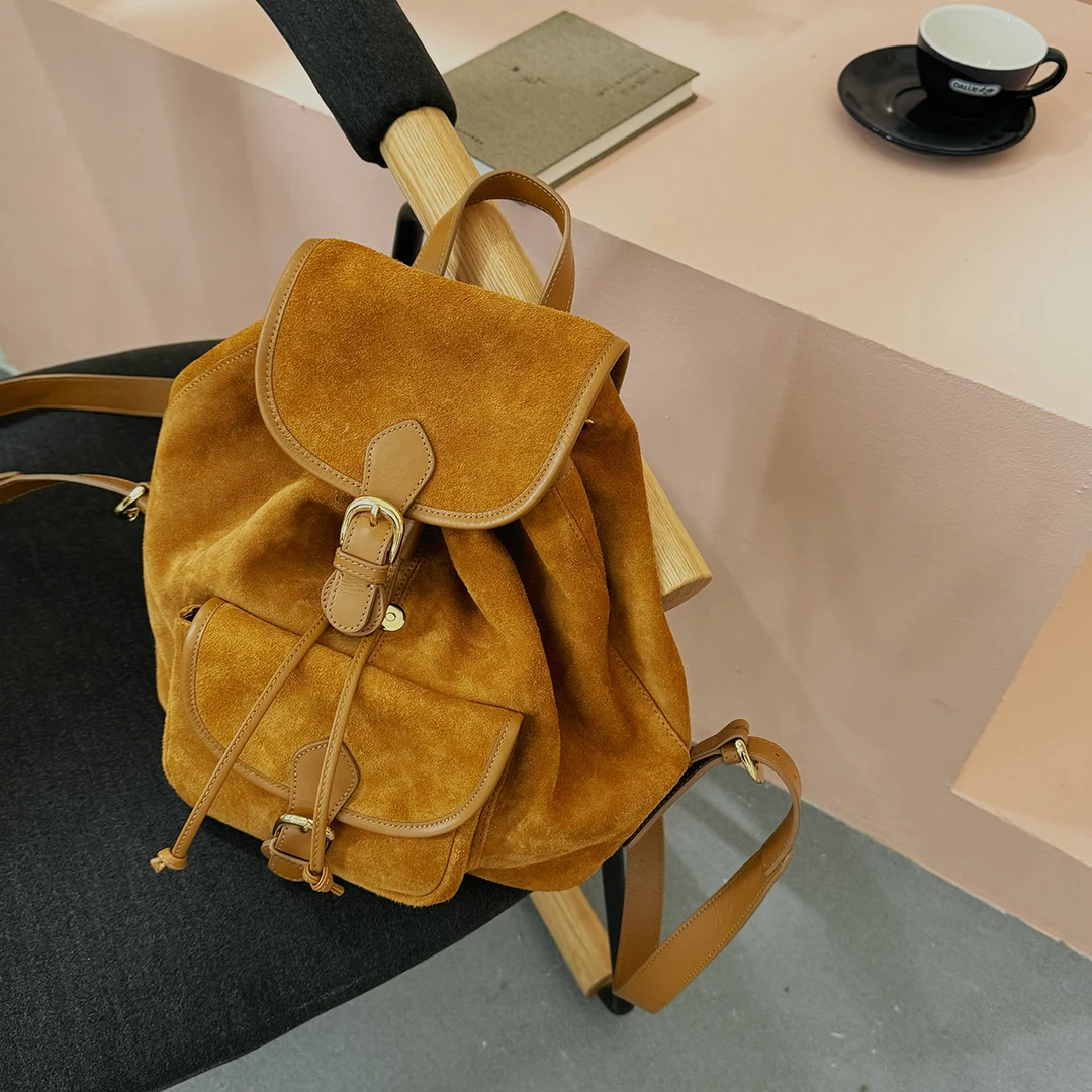 TOLDROLE/设计师时尚休闲百搭复古真皮轻便洋气双肩背包