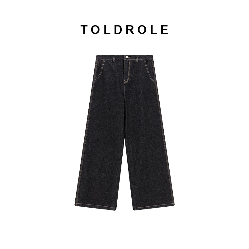 TOLDROLE/设计师24年春季新款高腰宽松显瘦复古水洗牛仔裤7104B