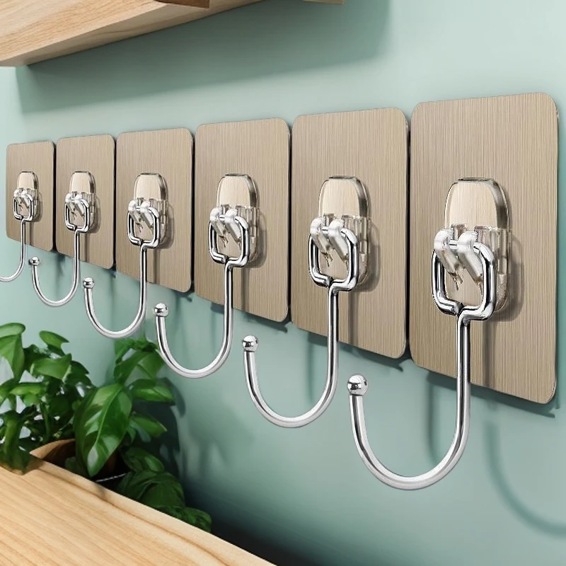 【10个装】实用多功能强力无痕大挂钩免打孔粘钩门后挂勾衣帽钩子