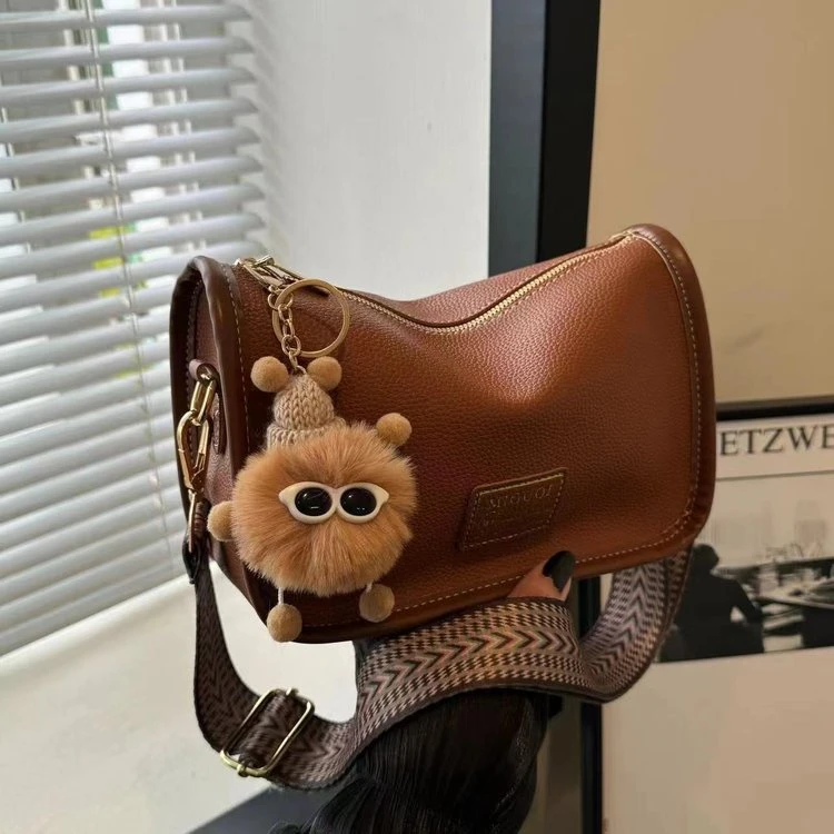 网红女士波士顿包包时尚复古2024新款斜挎包女百搭小包单肩枕头包