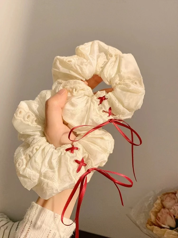 芭蕾风红色蝴蝶结丝带大肠发圈韩系温柔发绳头绳高级感发饰头饰
