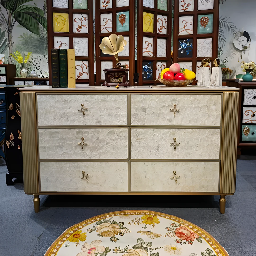 美式轻奢餐边柜客厅玄关储物柜复古收纳柜法式家用简约中式隔断