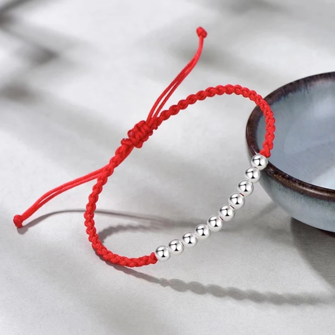 足银手链 编织红绳手链足银转运珠手绳轻奢送闺蜜（手围13.5起）