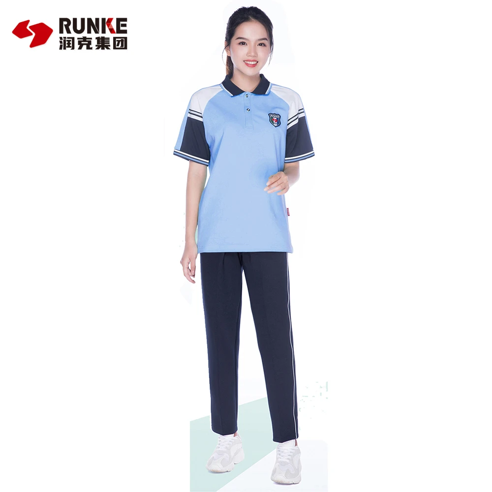 莆田市中学生男女夏装校服二十五中同款天蓝色POLO衫透气舒适时尚