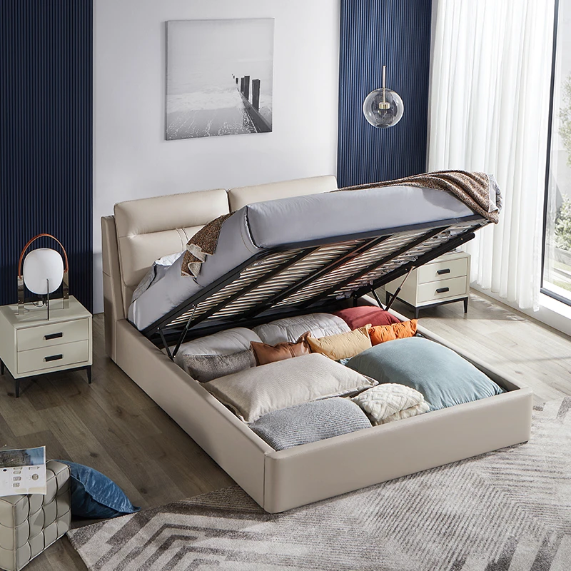 【喜临门伯尔尼软床】三只羊专链 头层牛皮主卧双人排骨架储物床sss