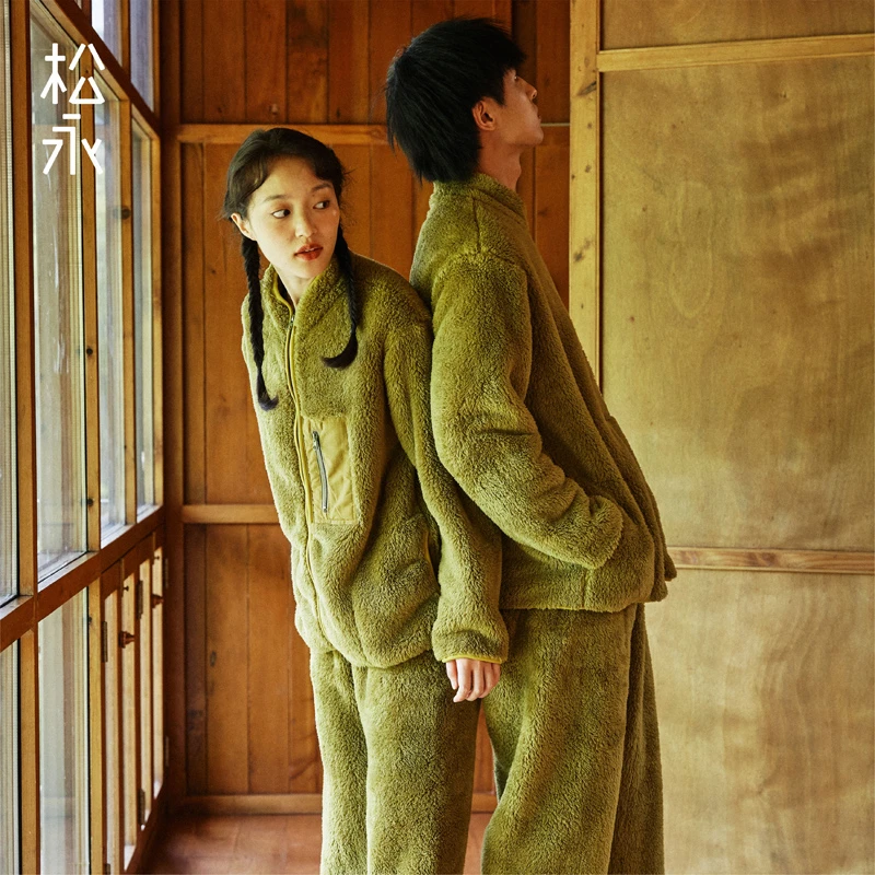 Matsunaga/松永冬季情侣睡衣男女长袖长裤保暖加厚轻便家居服套装
