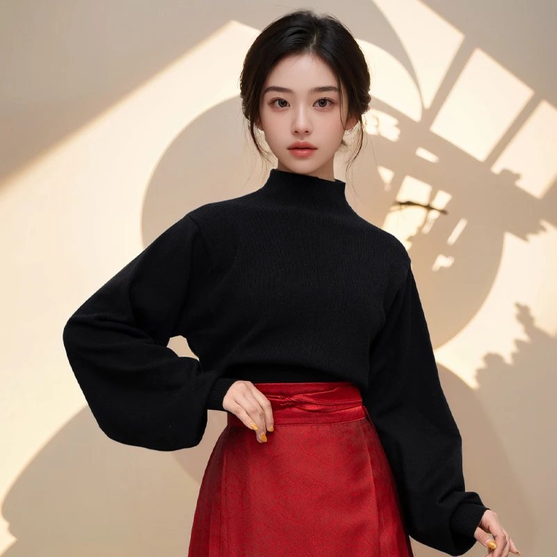 春季上新新中式针织毛衣纯色