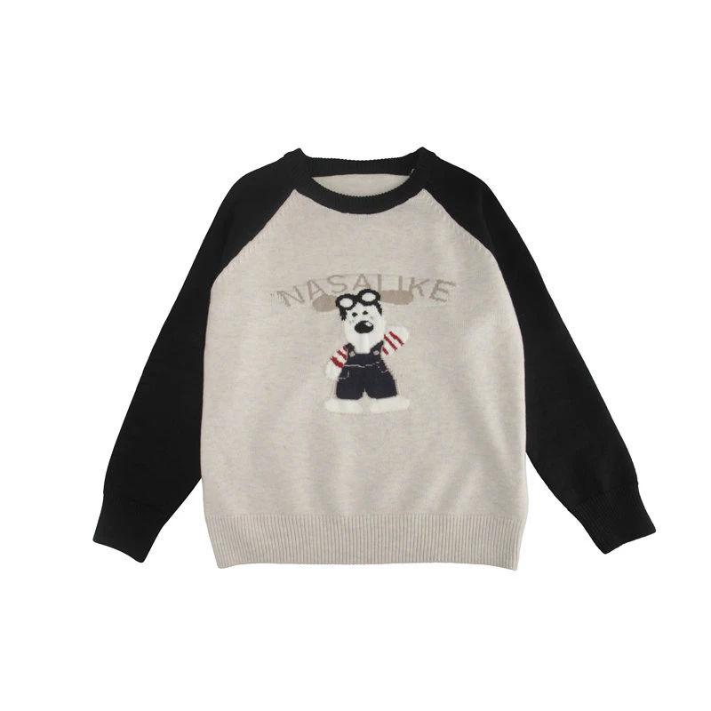 《维维推荐》 秋冬卡通提花插肩袖针织套头毛衣