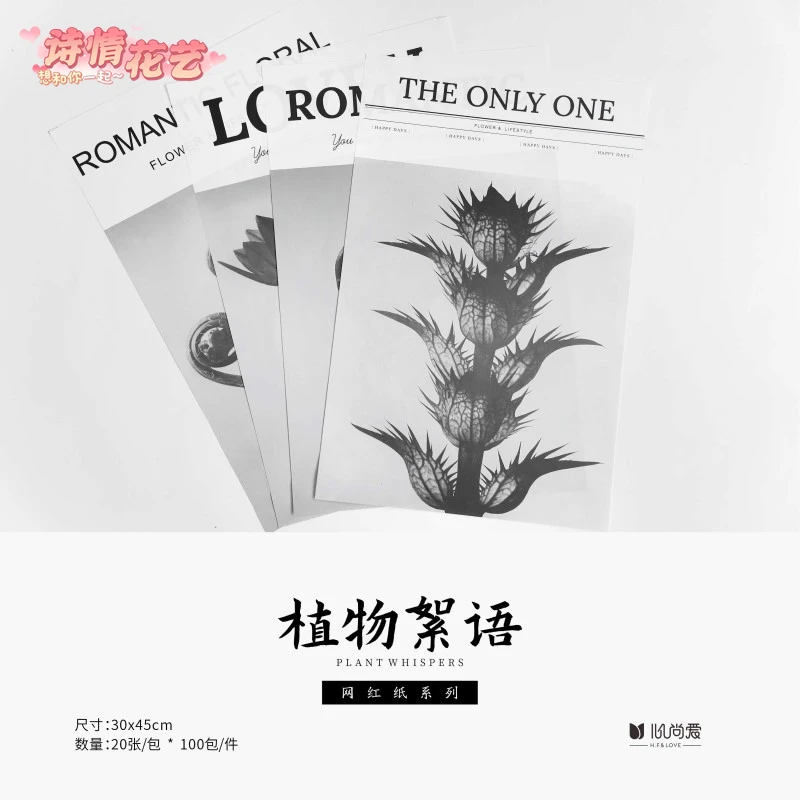 诗情花艺  七夕新款植物絮语系列网红纸 鲜花包装资材