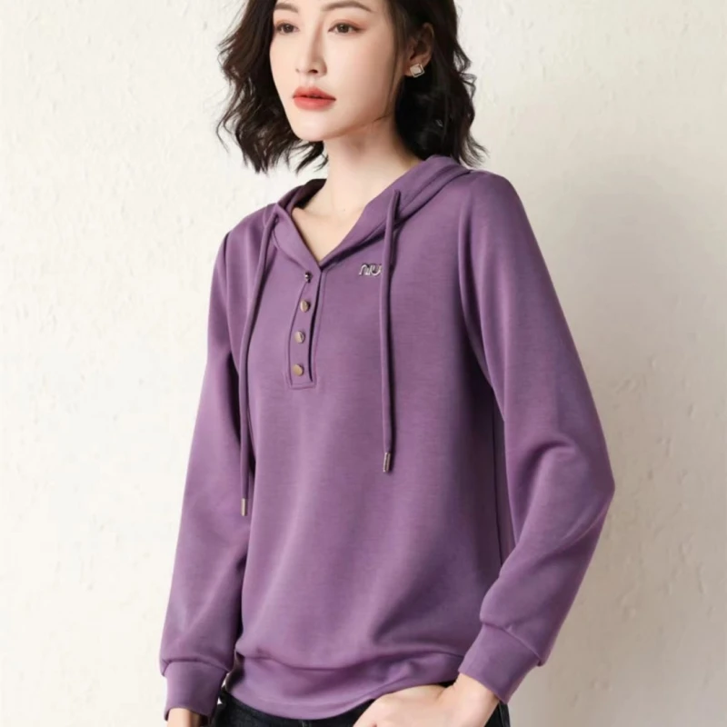 爆款宽松女士春秋春季新款连帽大码减龄大码时尚卫衣KDMR2306