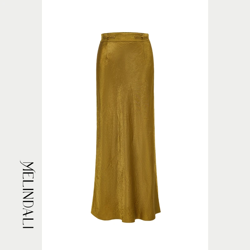 Melinda Li 【潋滟】重磅醋酸新中式国风盘扣斜裁半身裙鱼尾裙