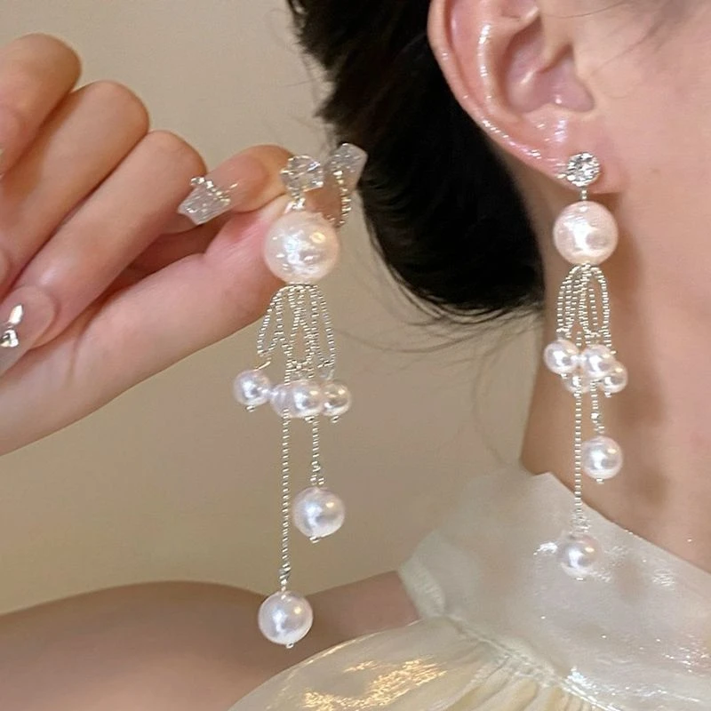 长款链条流苏耳钉女轻奢感气质时尚耳环显瘦名媛耳饰