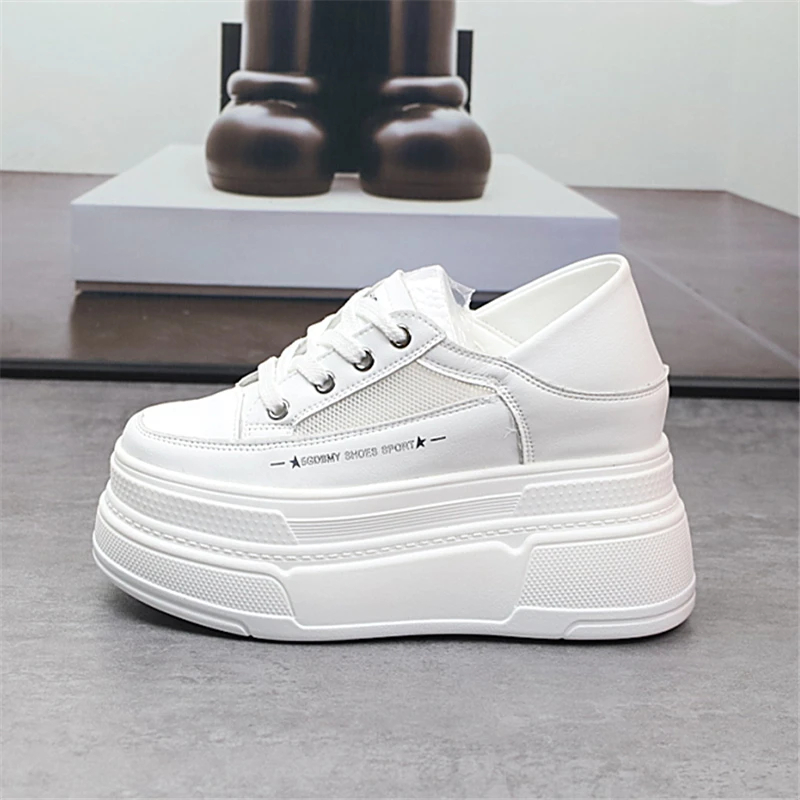 网纱透气12CM内增高小白鞋女鞋夏季厚底10cm两穿爆款百搭休闲板鞋