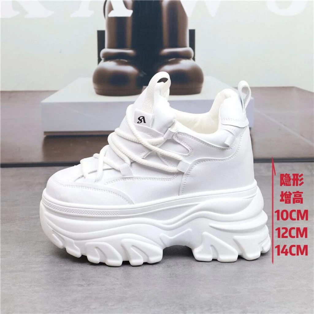 增高14CM超轻厚底12cm老爹鞋女秋季新款休闲运动鞋10cm百搭小白鞋