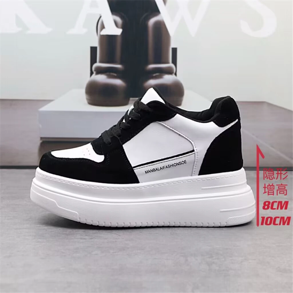 小个子10CM内增高女鞋熊猫鞋新款板鞋8厘米鞋子女春秋厚底休闲鞋