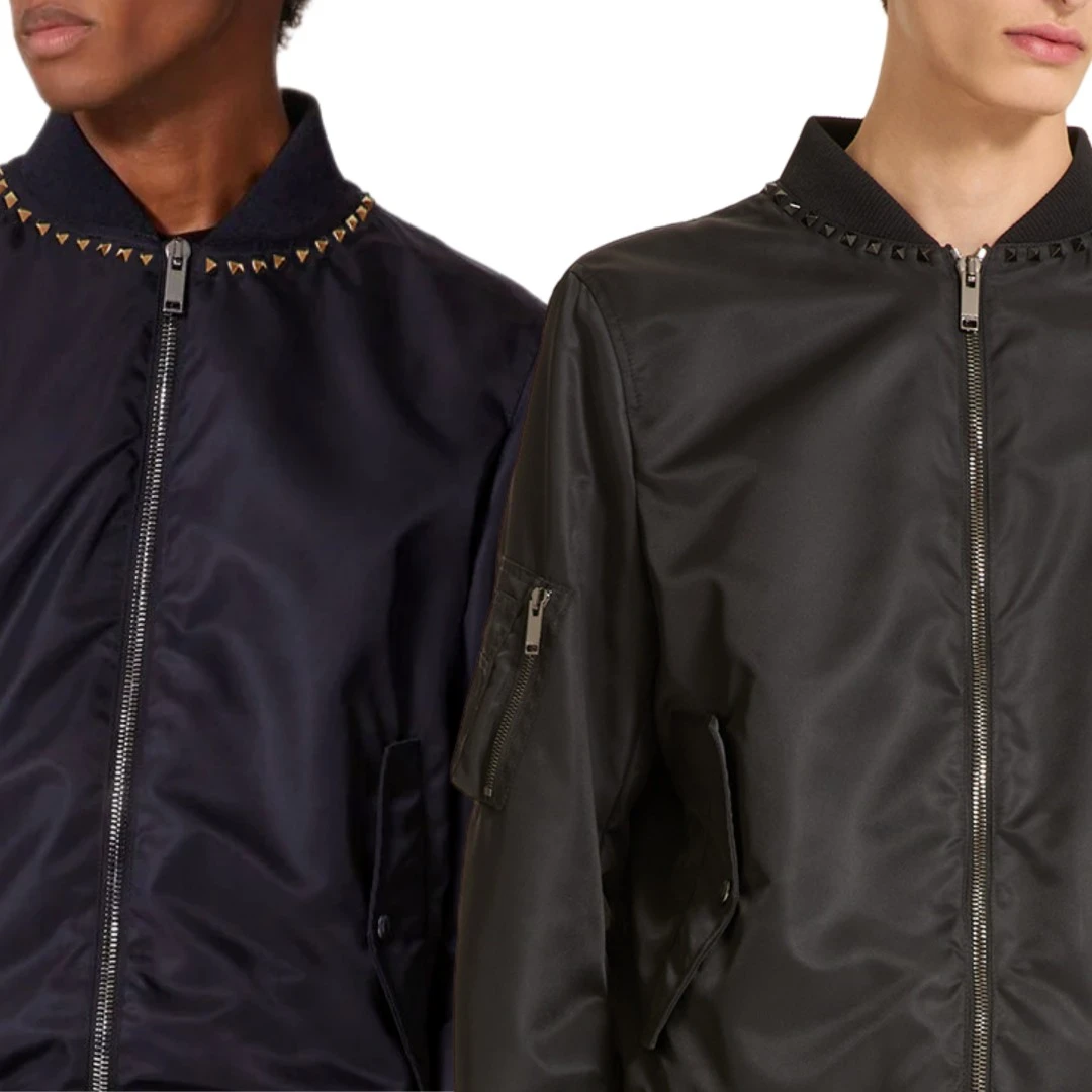 VLTN铆钉重磅飞行夹克200D再生尼龙电镀 25ss秀款外套双色齐发