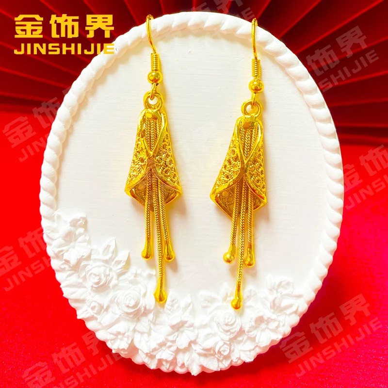 凤金彩 铜合金耳饰 精美时尚宫廷复古款百搭【金缕衣流苏耳钩】