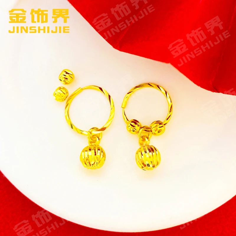 凤金彩 铜合金耳饰 气质时尚百搭光面耳环【转运珠圈圈耳坠】