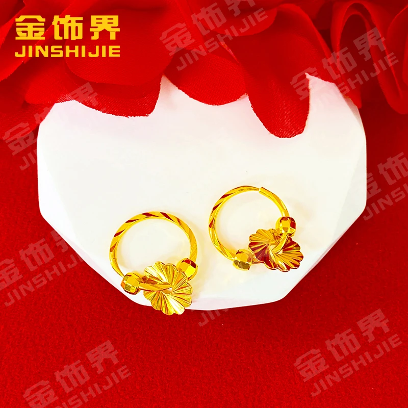 凤金彩 铜合金耳饰  精美气质百搭款耳圈【双珠小梅花耳环】