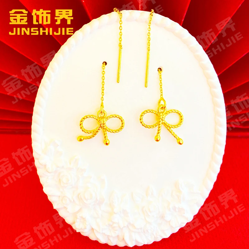 凤金彩 铜合金耳饰 精美经典 气质百搭款【蝴蝶结耳线】