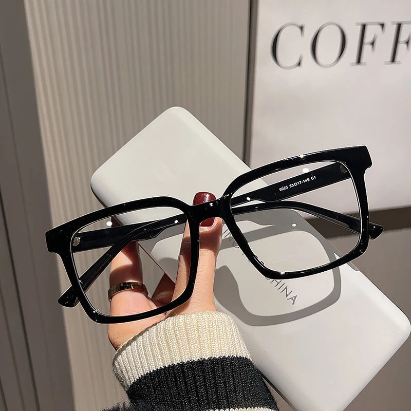 方形黑框眼镜男款潮痞帅圆脸素颜神器无度数平光镜可另配近视眼睛