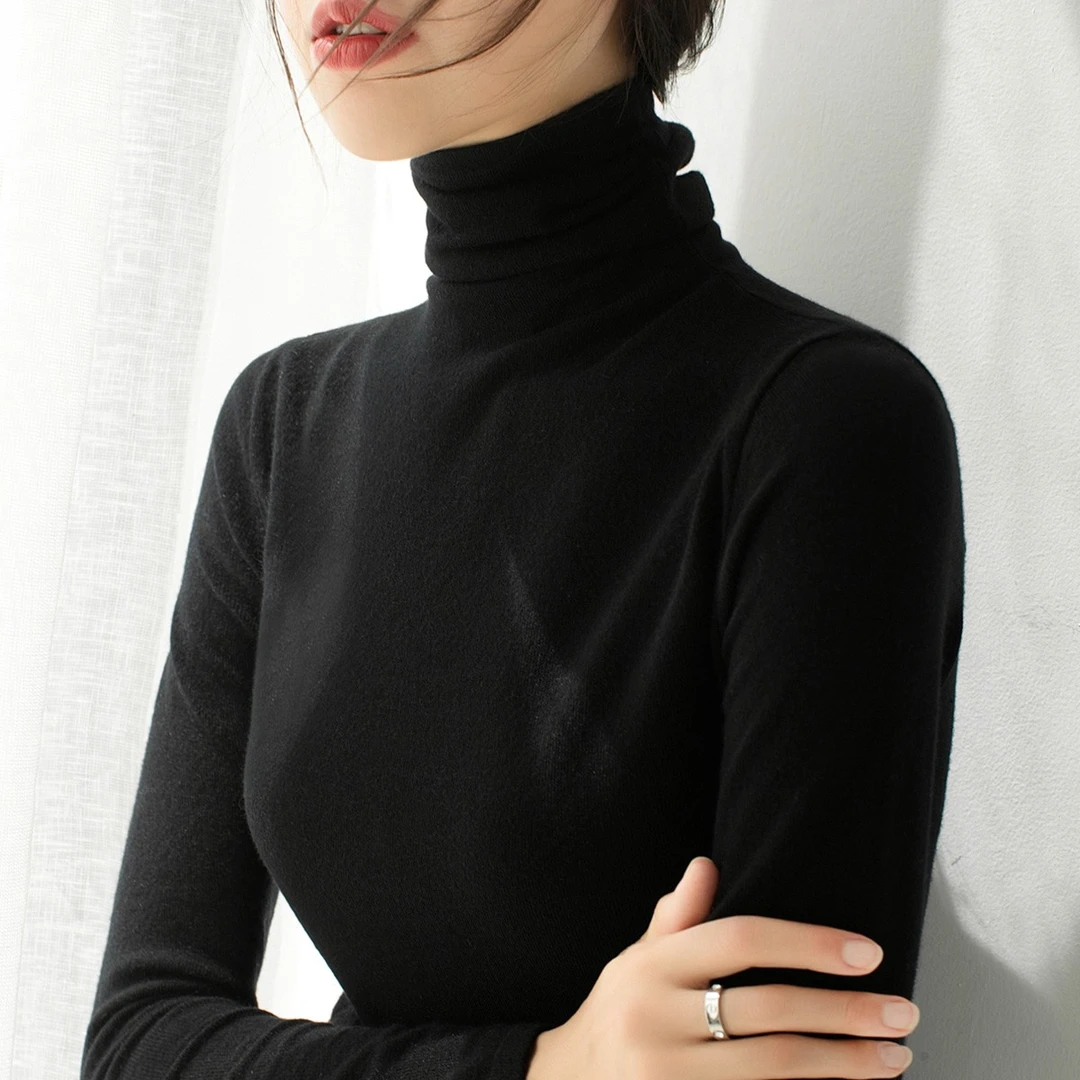 【韩诗顿HSD203】秋冬堆堆领毛衣女装欧美上衣长袖高领打底针织衫