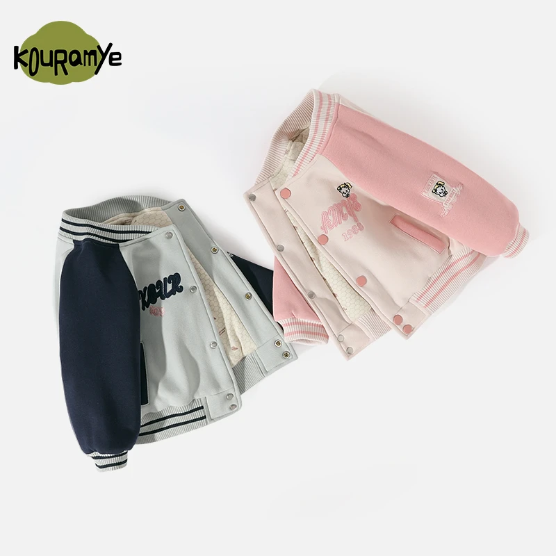 酷娃米2024年冬季新款中小男女童百搭卡通夹棉棒球服外套20681