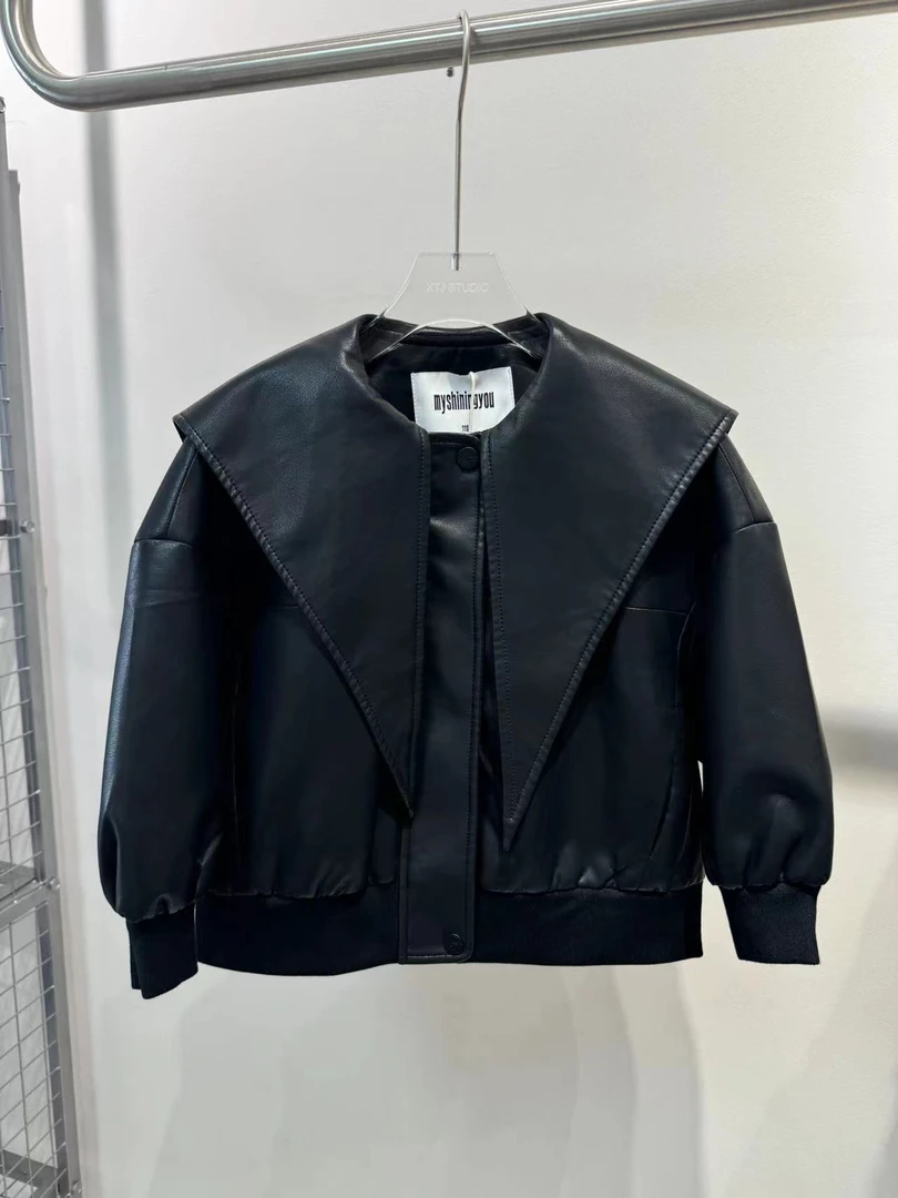 XTJ STUDIO童装 设计师款 MY 带领皮衣外套 新品