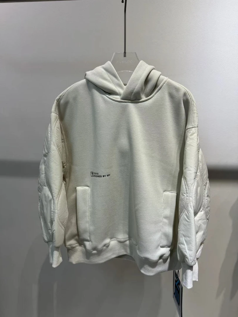 XTJ STUDIO童装 设计师款 N 背面棉质带字母加绒带帽卫衣 冬款