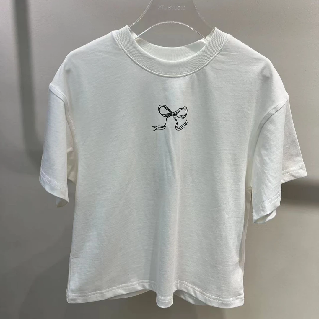 XTJ STUDIO童装 设计师款 MY蝴蝶结图案短袖 夏款新品