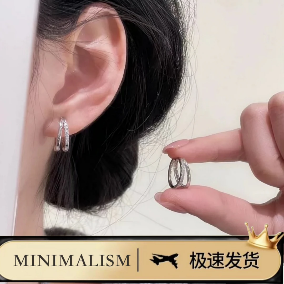 铜合金耳饰 925银针「秀色掩古今」怎么戴都好看的清冷风耳扣S-075