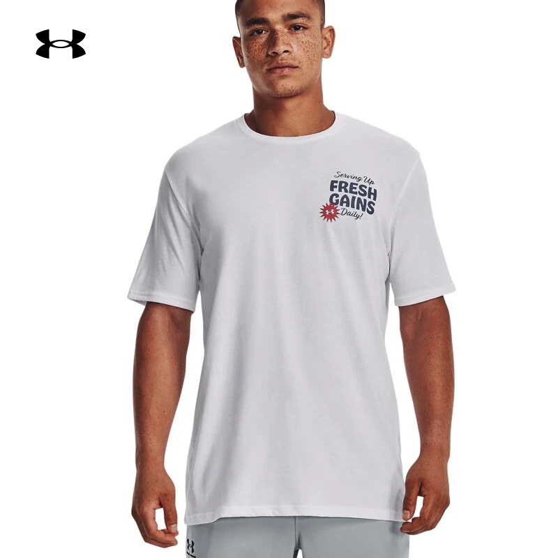 安德玛UA官方夏季新男户外休闲透气圆领T恤1376839休闲短袖T恤t恤
