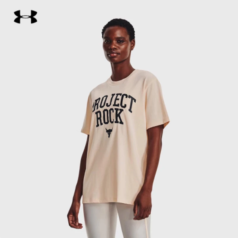 安德玛UA 春夏Project Rock强森女健身跑步训练圆领短T恤1377449