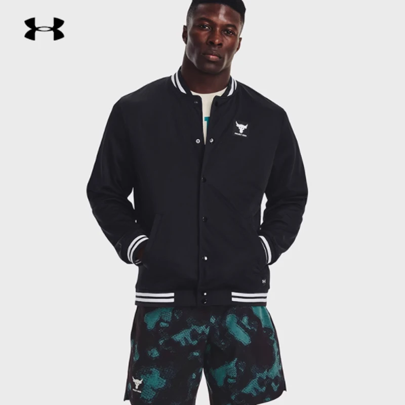 安德玛男子春秋Project Rock强森运动夹克棒球服1377437